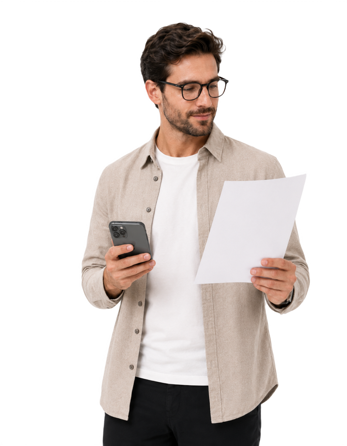 Business owner reviewing an invoice