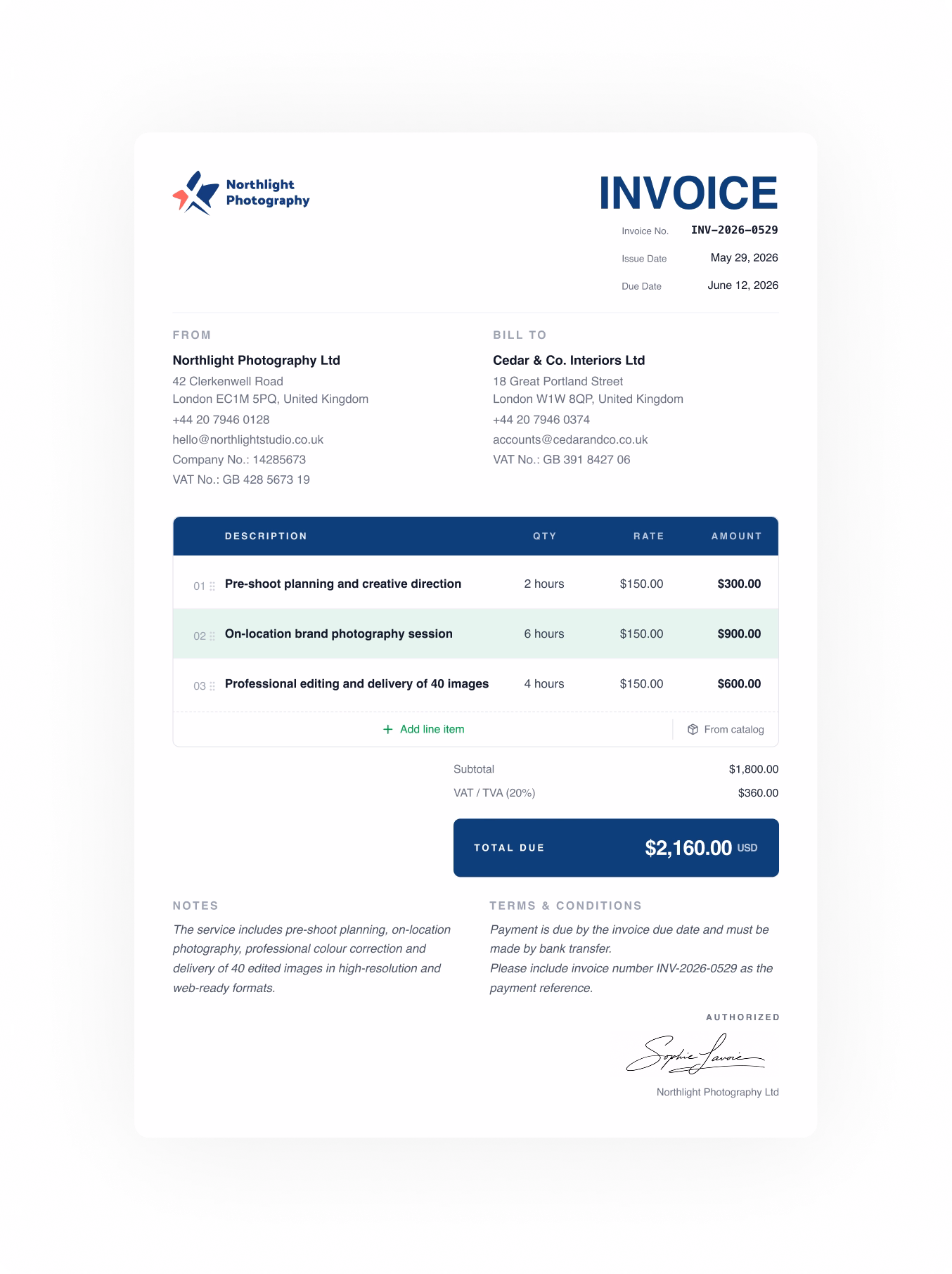 Invoice example